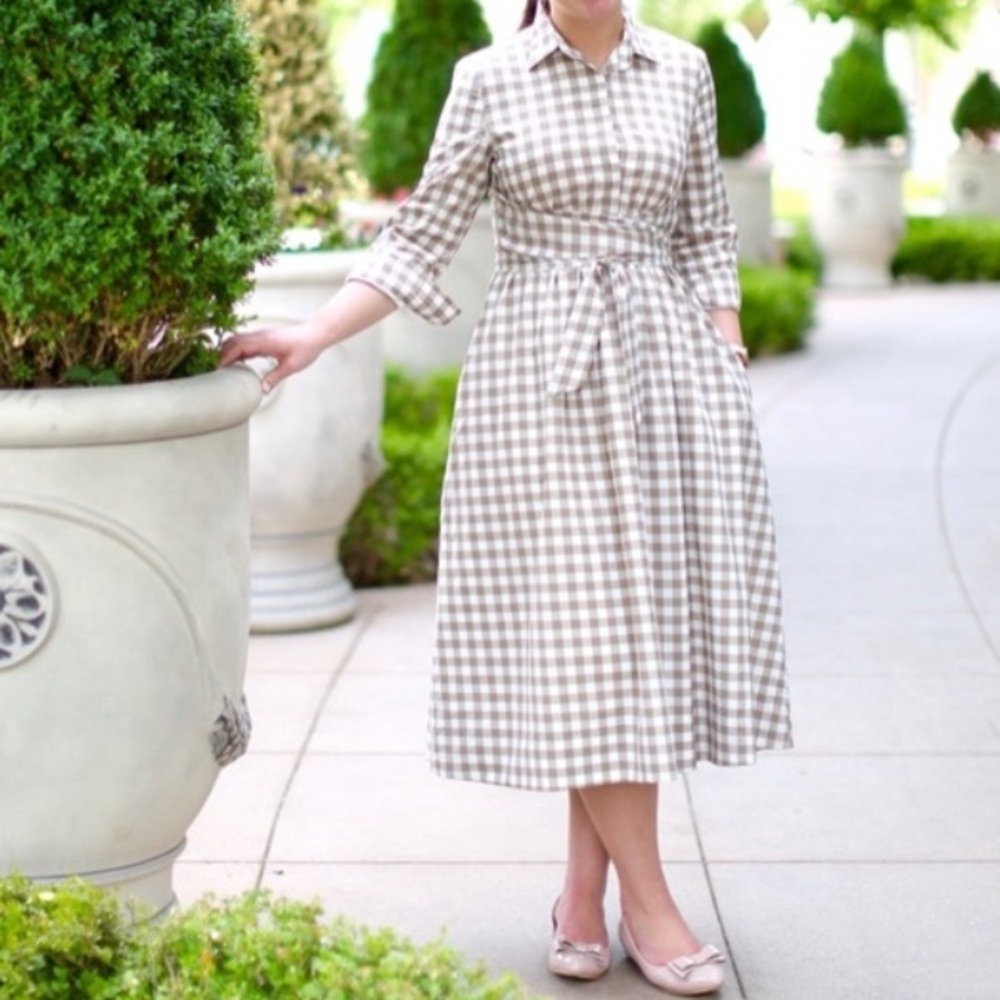 Dainty Jewells Cream Checkered  Dress